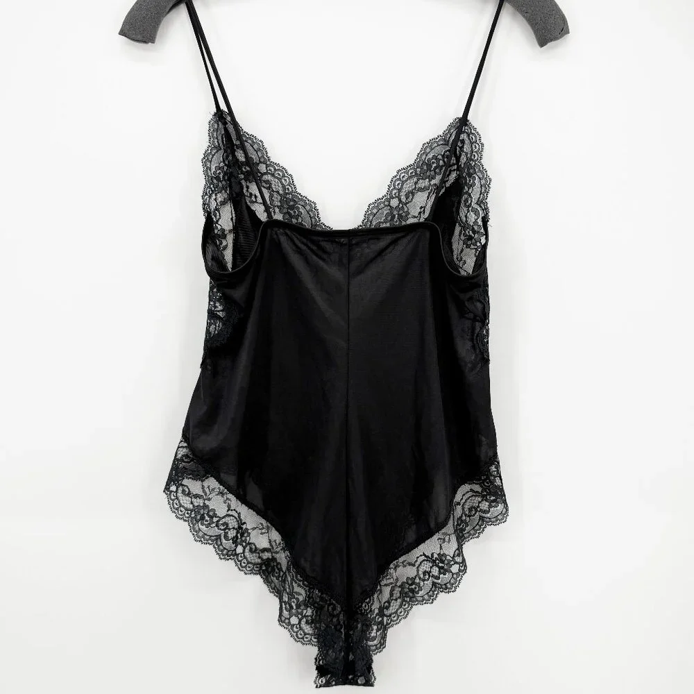 Ms Leslee Bodysuit Sexy Teddy Black Lace Spaghetti Strap Playsuit One Piece - Picture 4 of 10